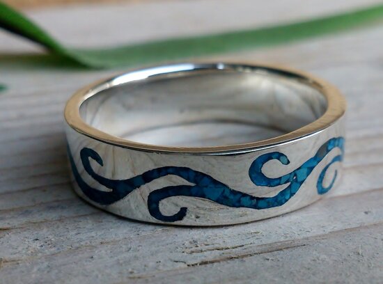 ring met blauwe tribal