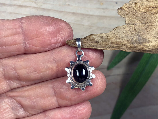 Bloeien weigeren Nebu hangertje zilver onyx steen - z0178 - toas.nl