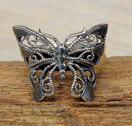 zilveren ring vlinder