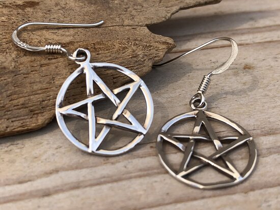 oorbellen pentagram zilver