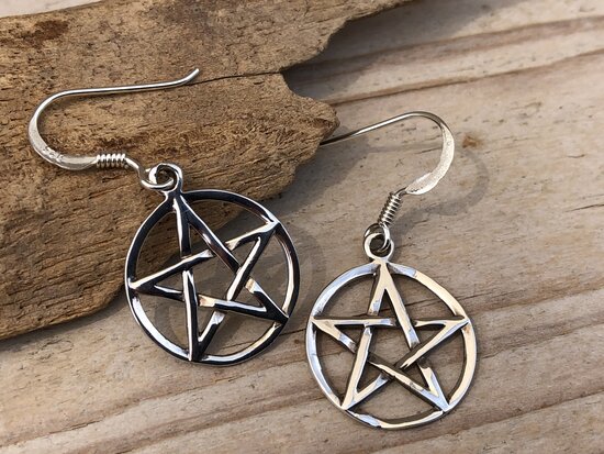 oorbellen pentagram zilver