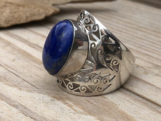 zilveren ring blauwe steen