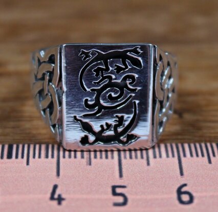 ring zilver gecko