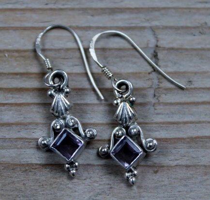 oorbellen paars zilver 