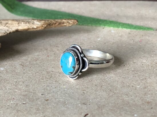 zilveren ring turquoise maat 15