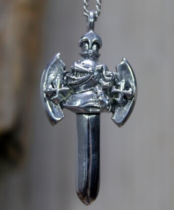 zilveren ridder zwaard hanger