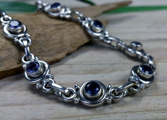 armband zilver steen blauw