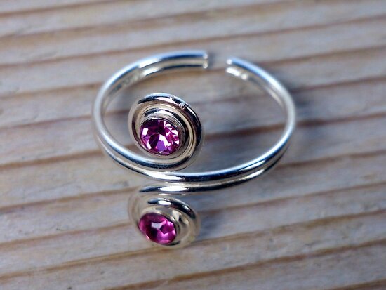 teenring met steen roze