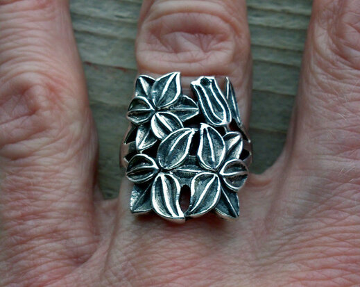 zilveren bloemen ring