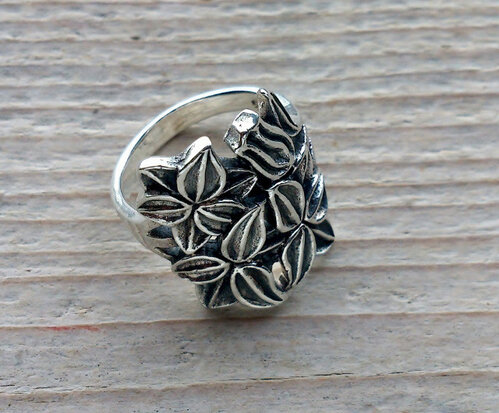 ring bloem zilver