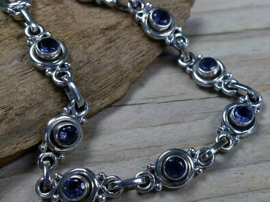 armband zilver blauw steen