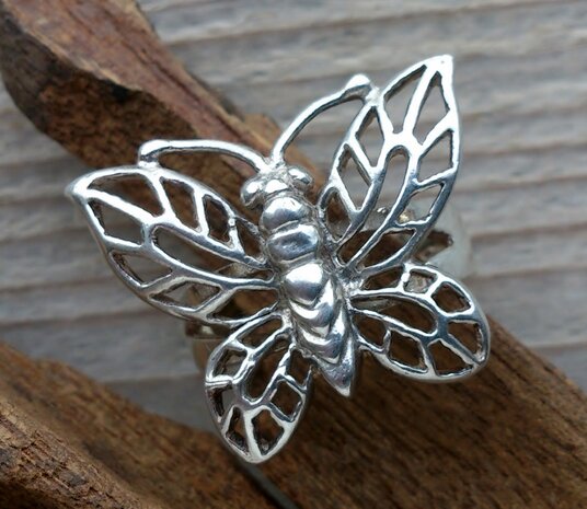 ring vlinder zilver