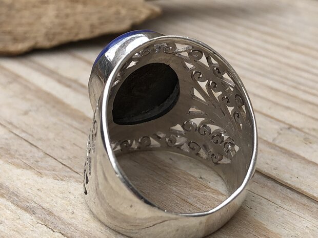 echt zilveren ring met lapis lazuli steen 