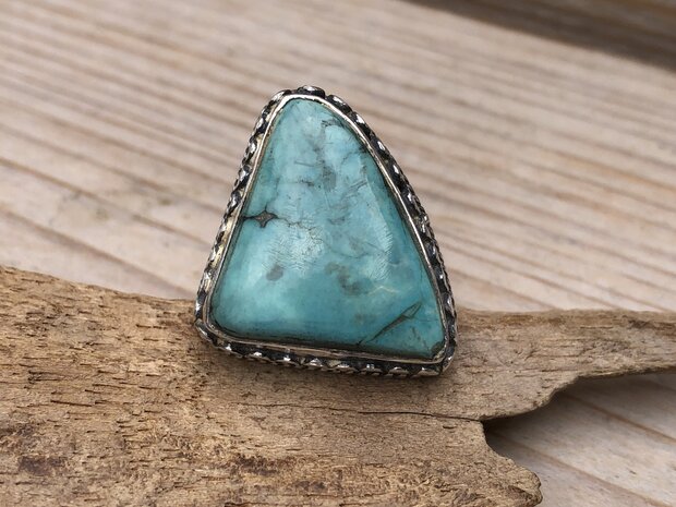  ring turquoise zilver (maat 19)