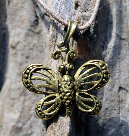 bronzen vlinder hanger ketting