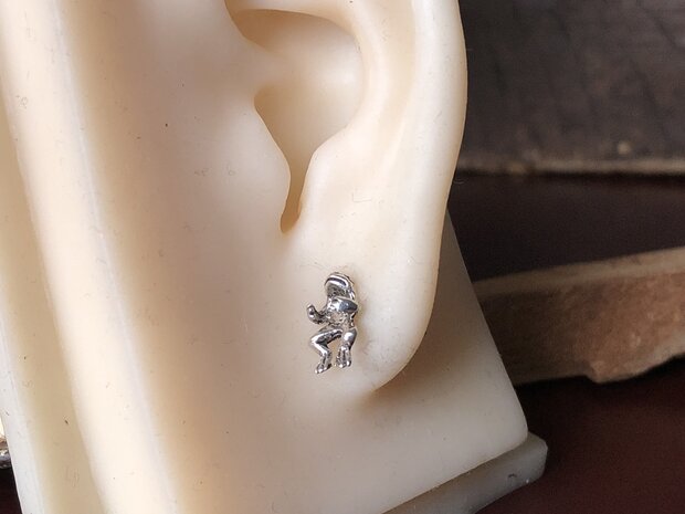zilveren kikker oorknopjes