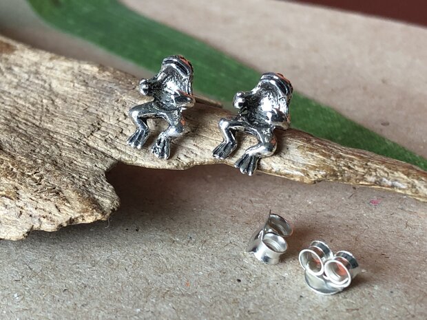 oorknopjes kikker zilver