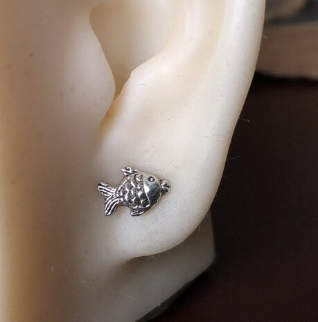 oorknopjes vis sterling zilver
