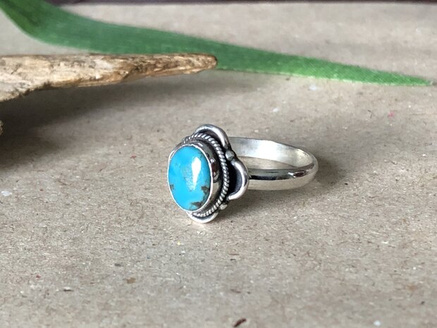 zilveren ring turquoise maat 15