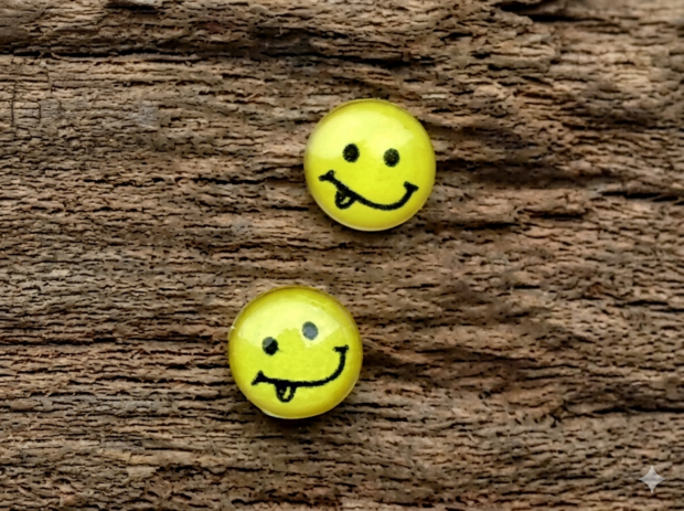 zilveren smiley oorknopjes