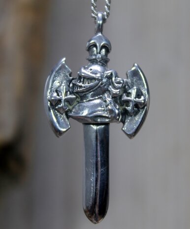 zilveren ridder zwaard hanger