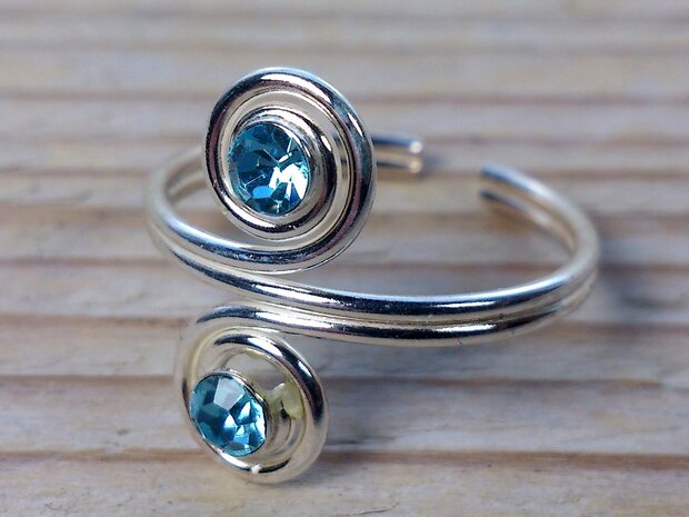 teenring zilver blauw