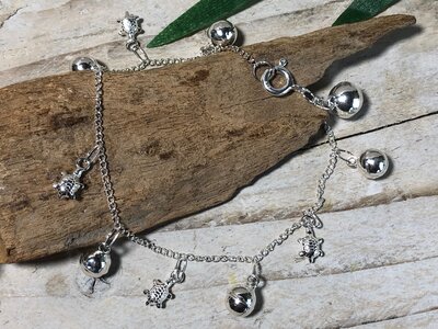 bedelarmbandje schildpadjes zilver 19 cm