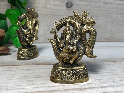 Ganesha-Aum beeldje messing 6,6 cm