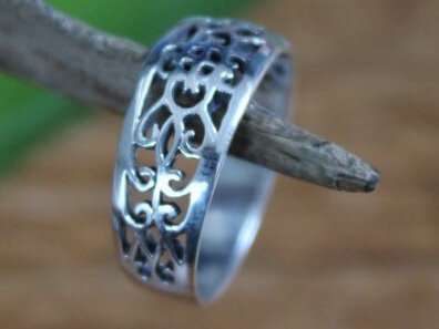 ring fantasie zilver (maat 18½ -18¾)