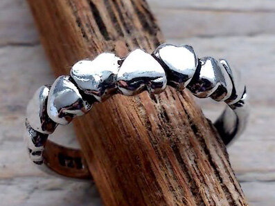 teenring zilver hartjes (maat 14mm)