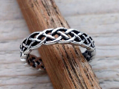 teenring zilver vlecht (maat 14mm)
