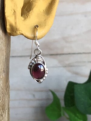 oorbellen donkerrood zilver