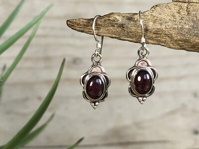 oorbellen donkerrood zilver