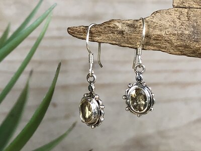 oorbellen geel (citrien) zilver