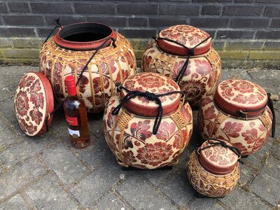 rijstmanden 'Flowers' rood v.a.