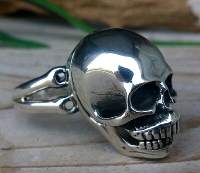 gifring skull zilver (maat 22)