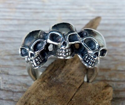 ring trio skulls zilver (maat 20¼)