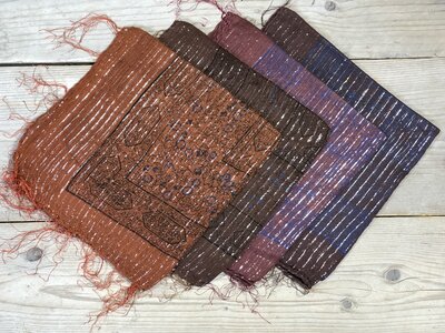 sjaal met print zilver roest-bruin tinten