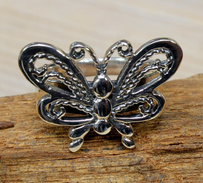 zilveren vlinder ring (maat 16¼-17¼-17½-18¼-18½)