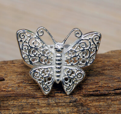 zilveren vlinder ring (maat 18 - 18½)