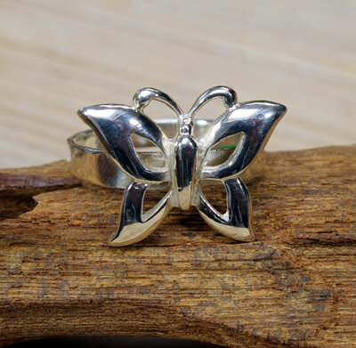 zilveren vlinder ring (maat 16¼-17¼-18-19-19½)