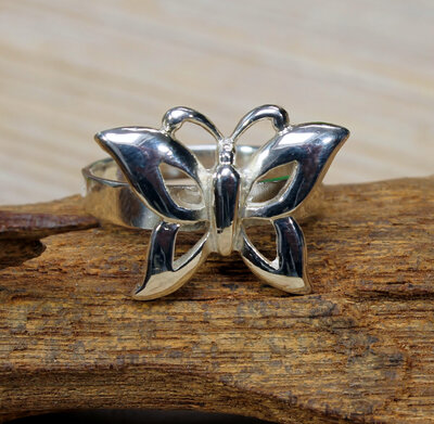 zilveren vlinder ring (maat 16¼-19-19½)