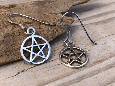 oorbellen pentagram zilver