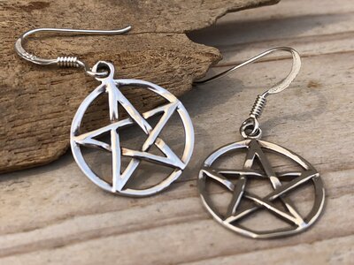 oorbellen pentagram zilver