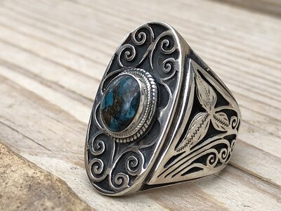 ring turquoise zilver (maat 20¼)