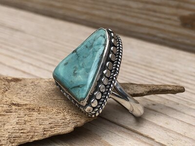 ring turquoise zilver (maat 19)