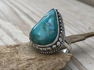 ring turquoise zilver (maat 18)