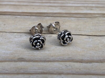 oorknopjes roosjes zilver Ø 6mm