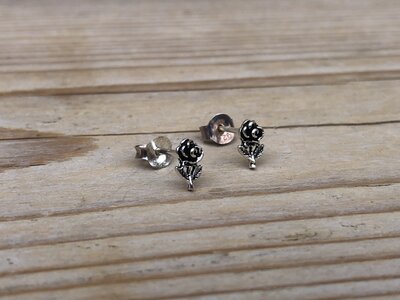 oorknopjes roosjes zilver Ø 4mm