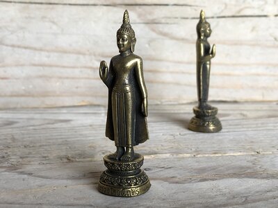 Boeddha miniatuur messing 6,8 cm